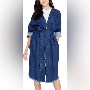 Rachel Roy Cotton Denim Coat
w/ Self-Tie Belt